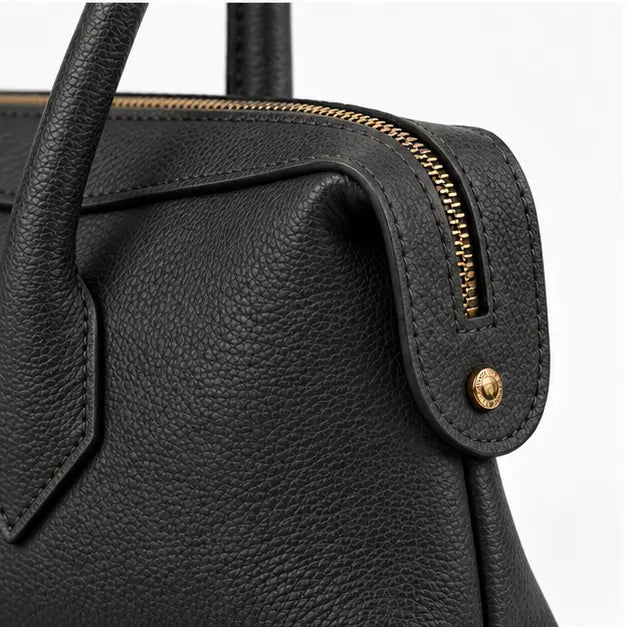 Lydia Leather Bag - Black (gold details)
