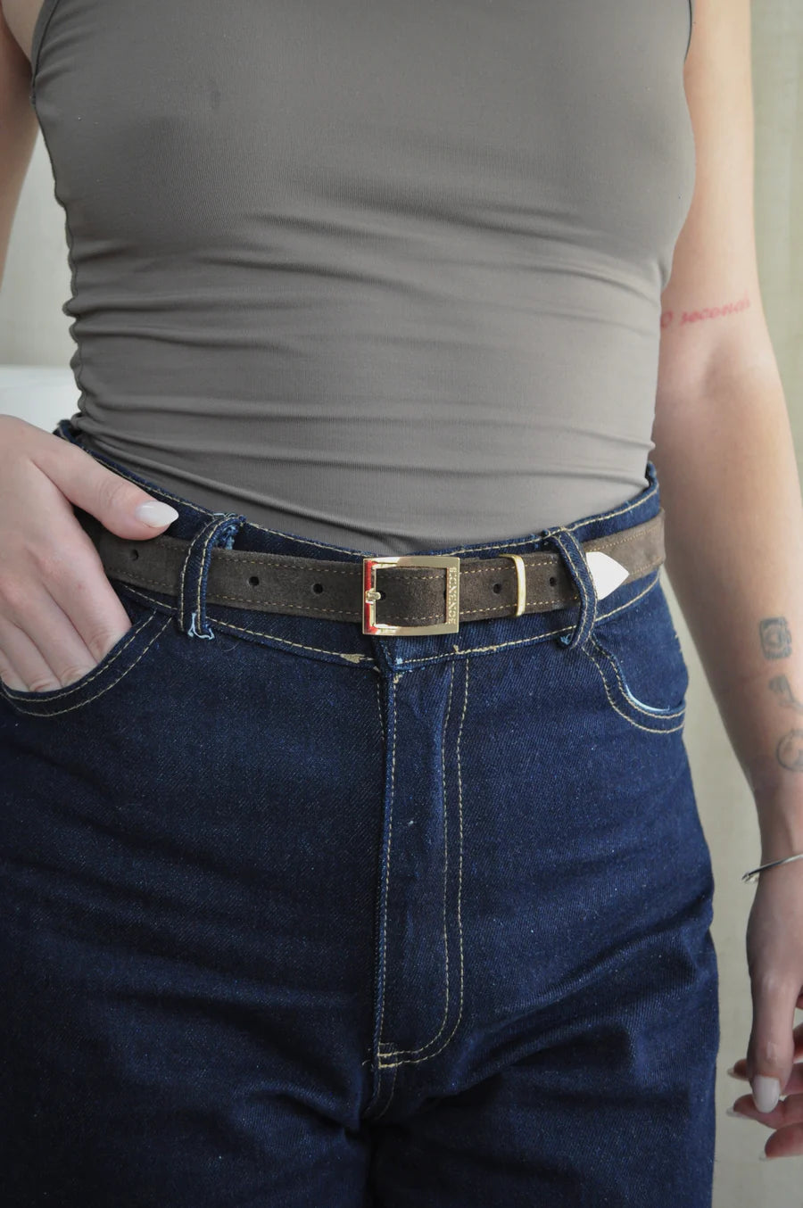 Bonendis Leather Belt - Chocolate Suede