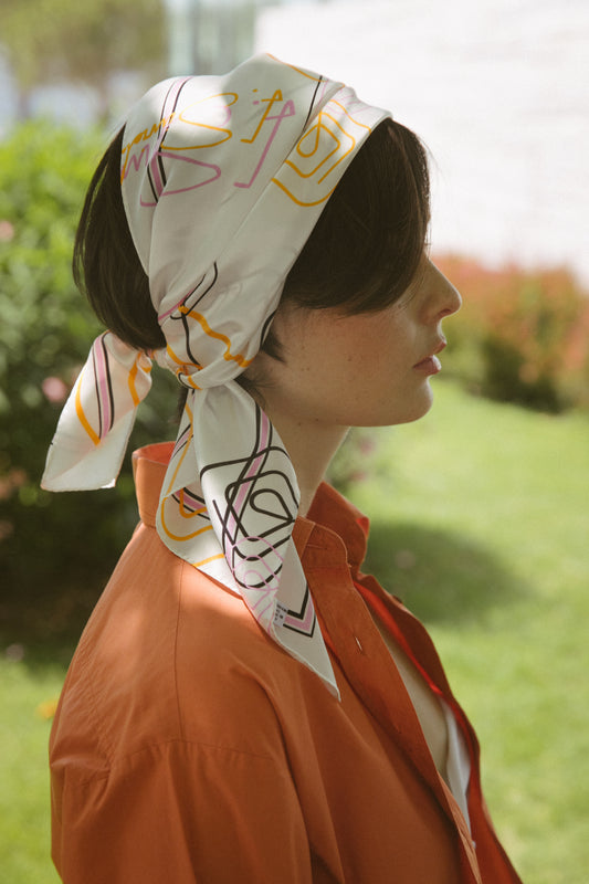 Pink Satin Silk Scarf