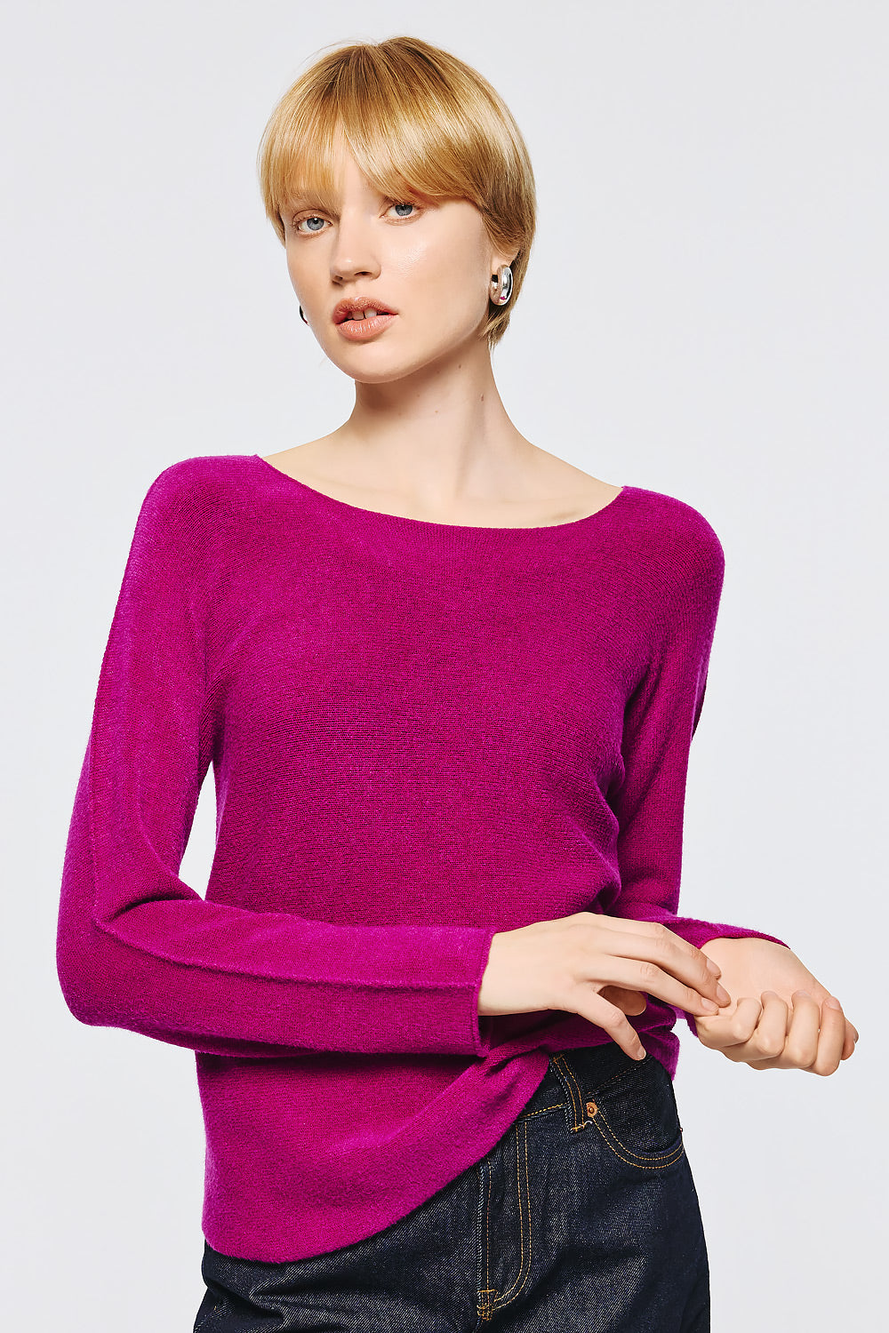 Soft Knitwear O-Neck | Magenta