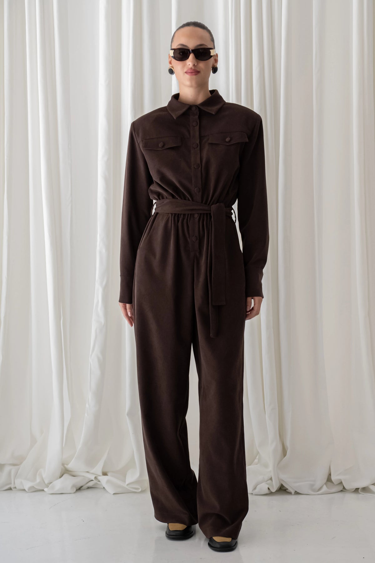 Cacao Suede Jumpsuit