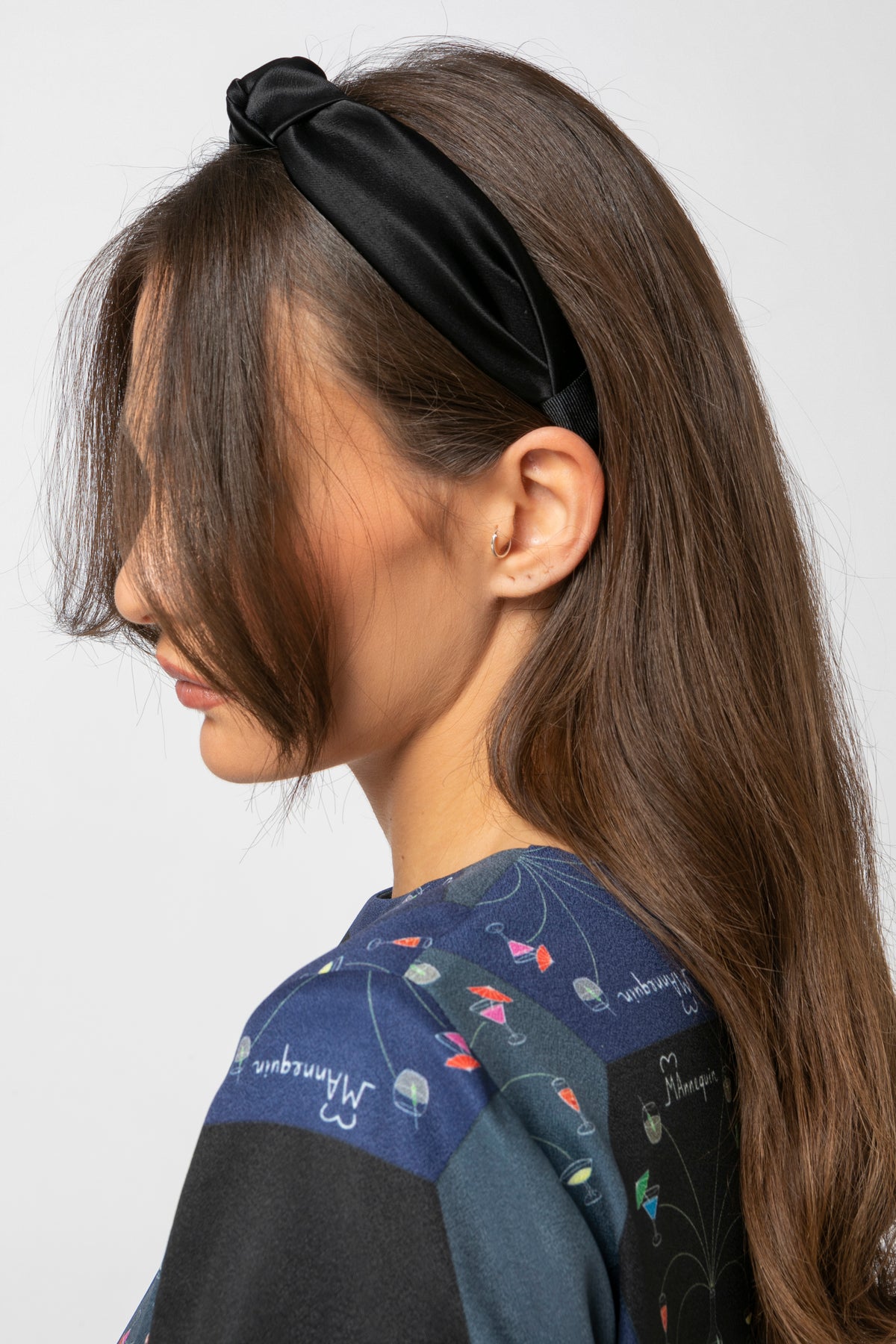 Satin Black Knot Headband