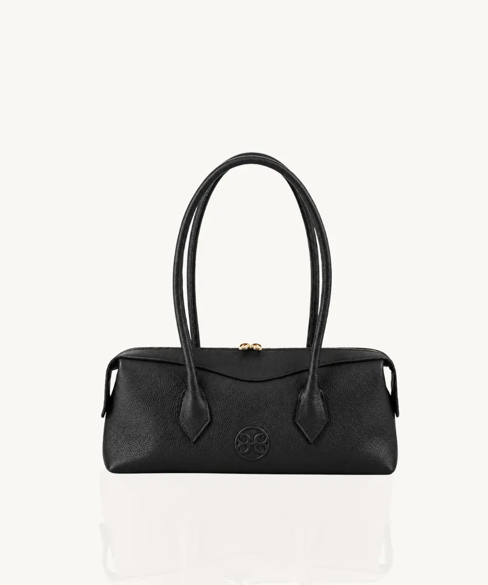 Lydia Leather Bag - Black (gold details)