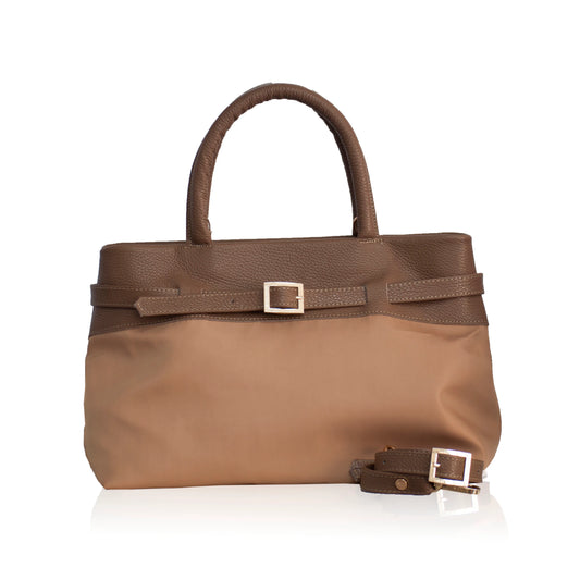 Emily Large Canvas Handbag - Biscotti