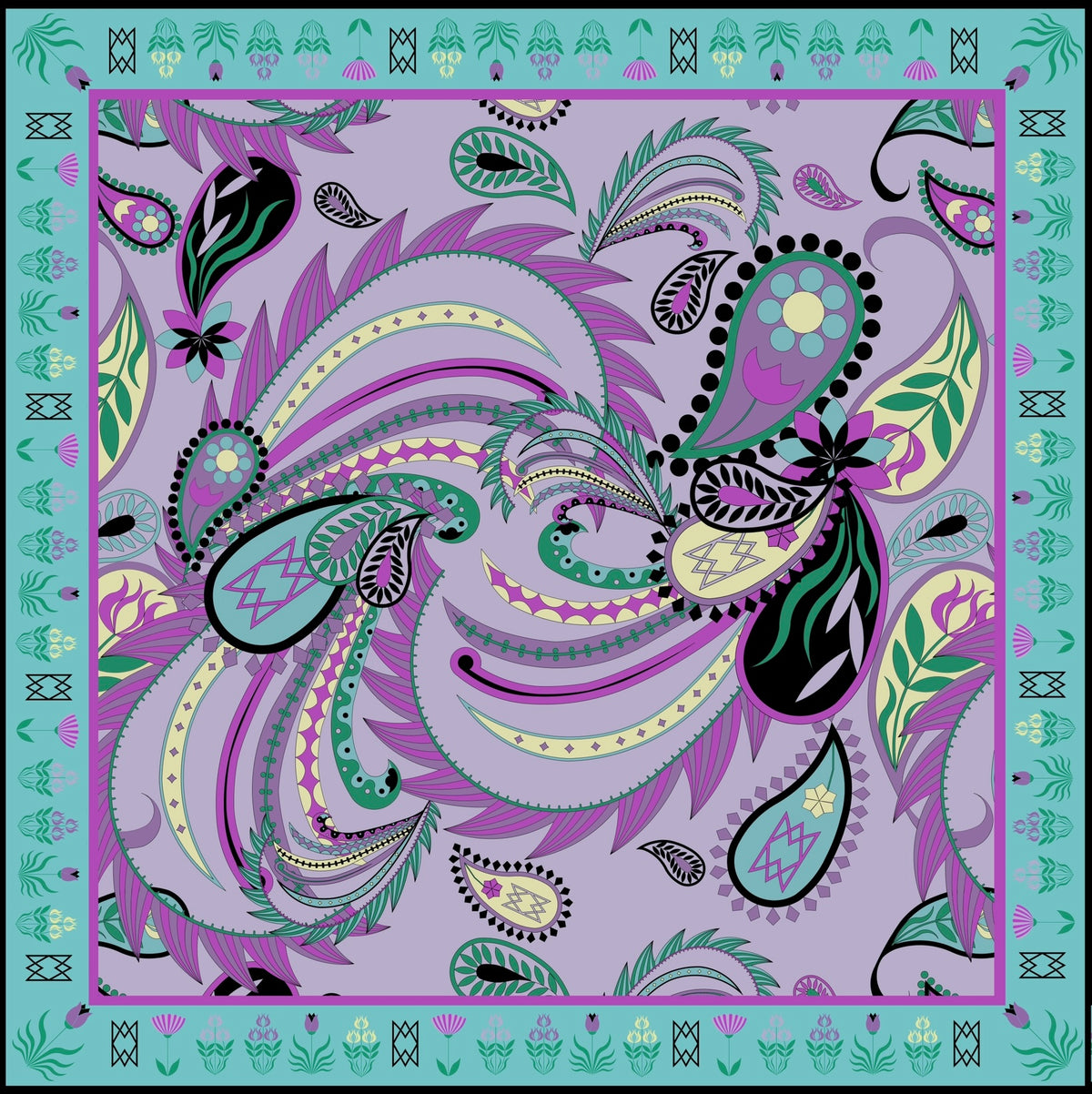 Lavender Paisley Mini Silk Scarf