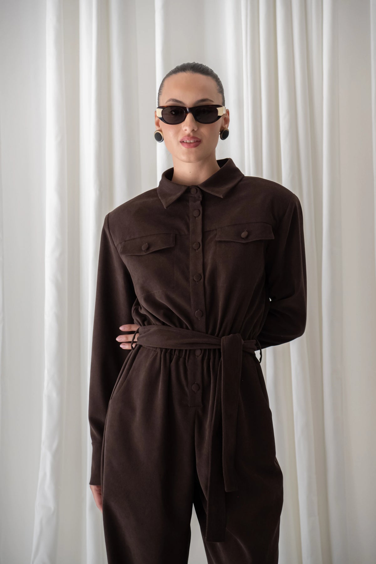 Cacao Suede Jumpsuit