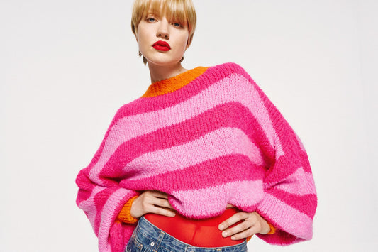 Long Sleeve Pullover - Fuchsia Stripe