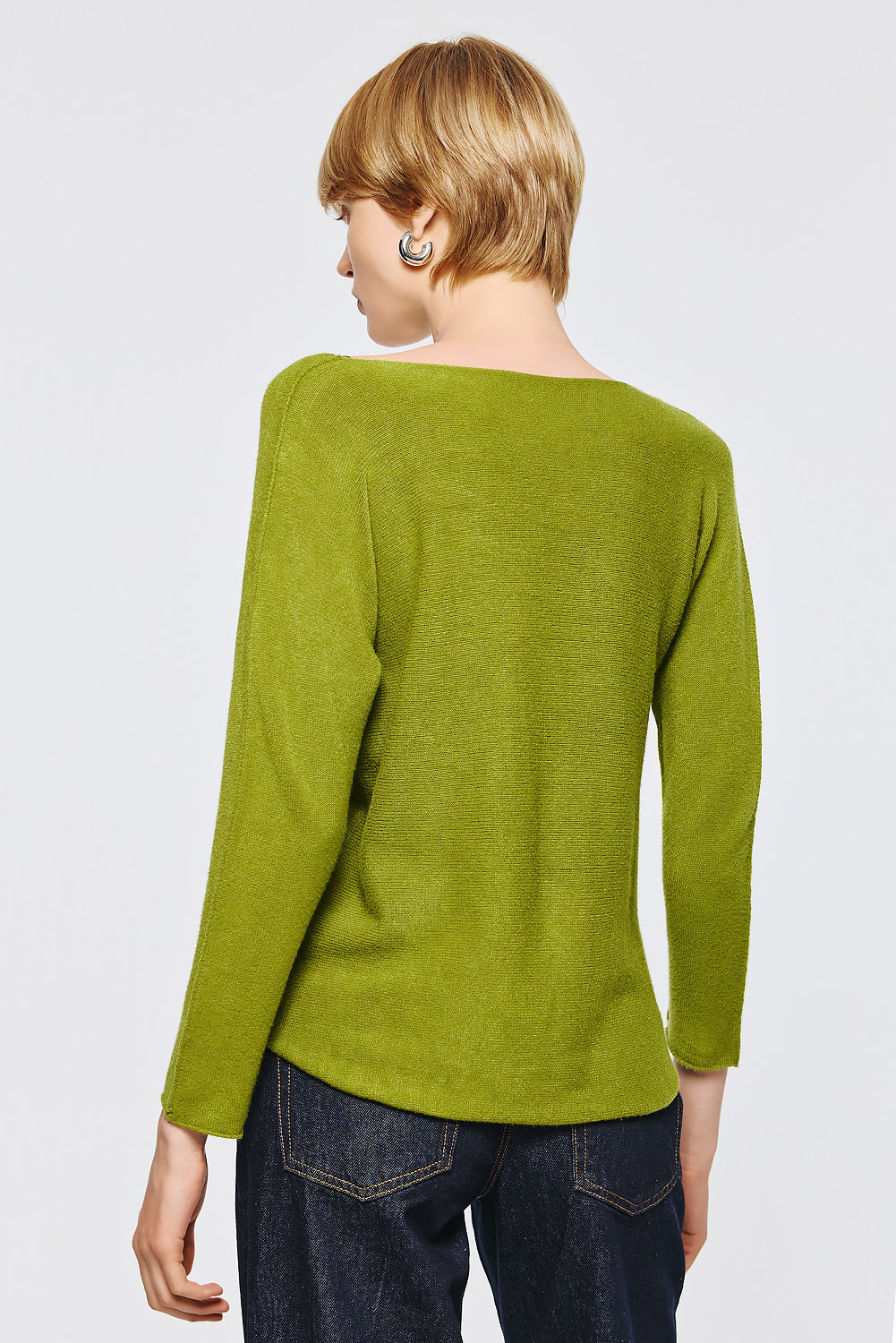 Soft Knitwear V-Neck | Olive Green