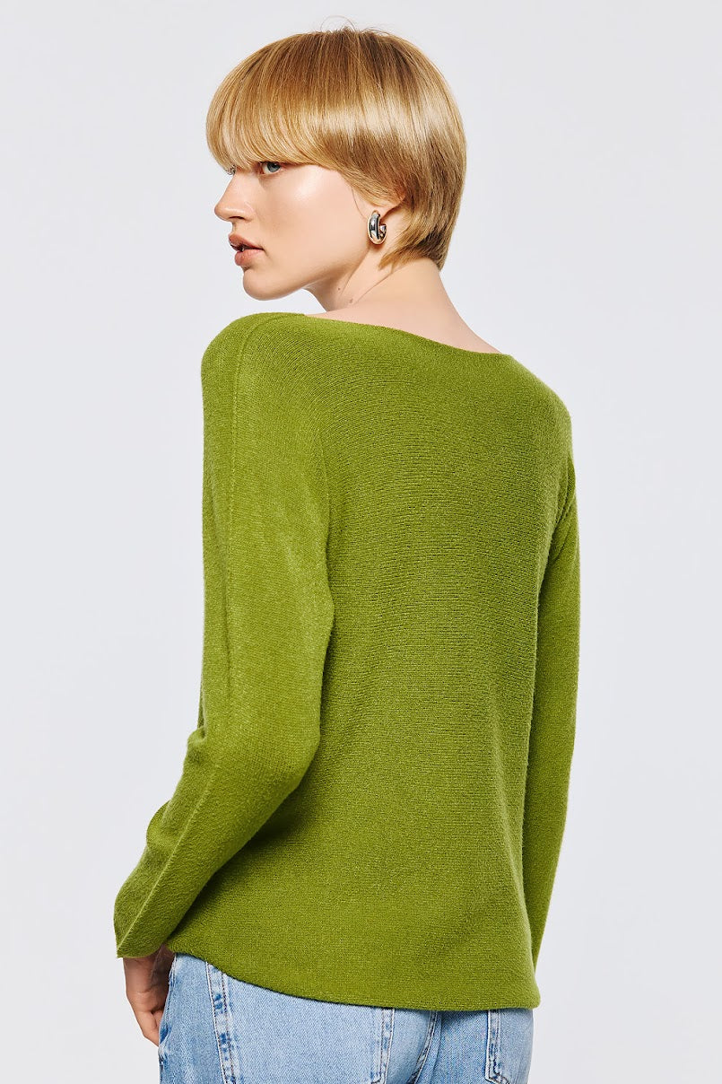 Soft Knitwear O-Neck | Olive Green