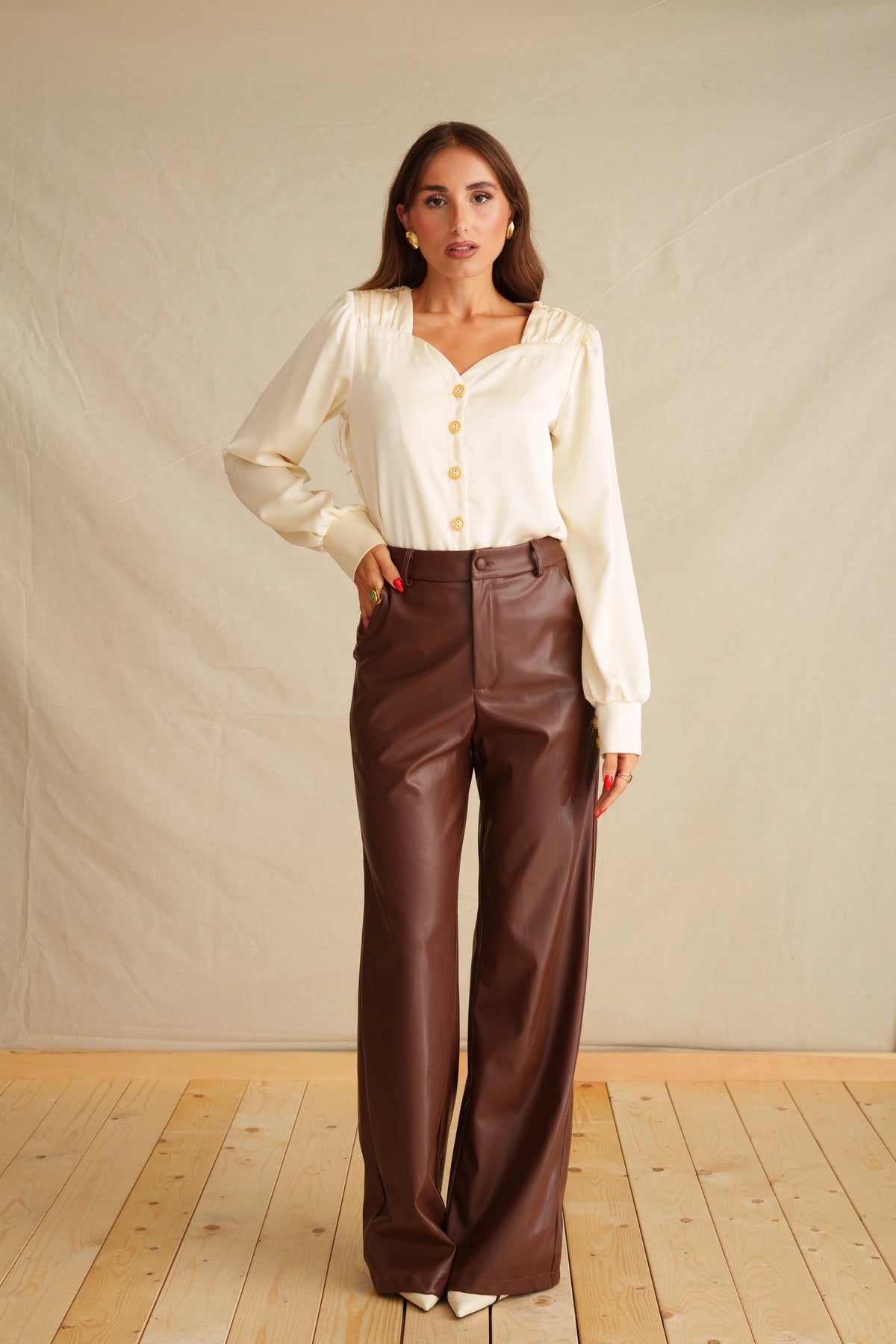 Walnut Brown Leather Pants