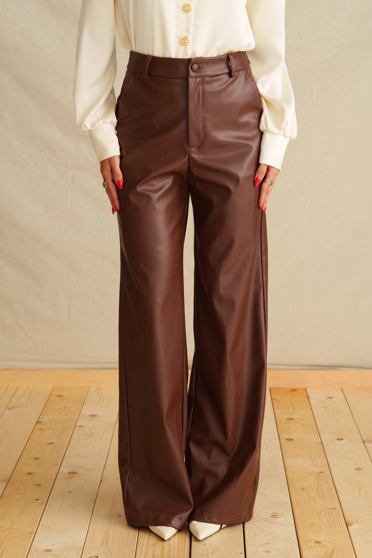 Walnut Brown Leather Pants