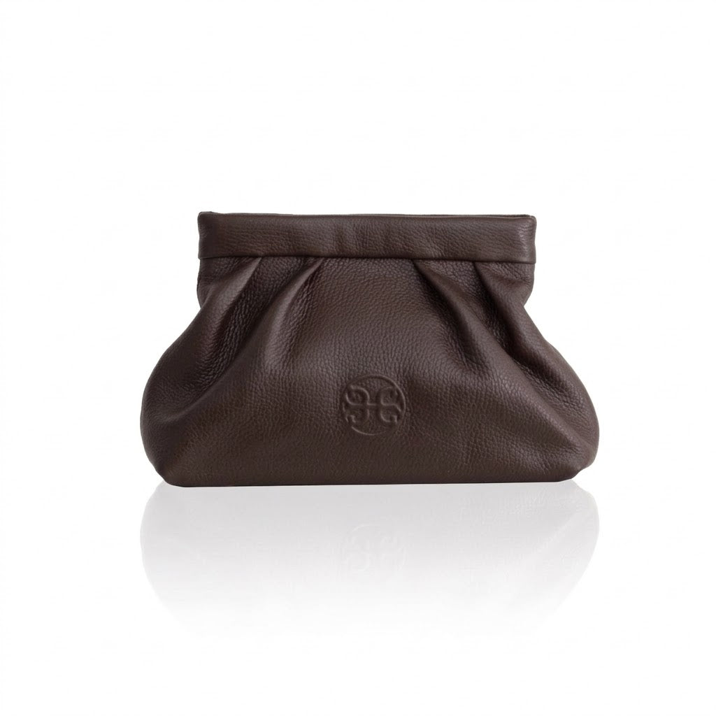 Kiss Mini Leather Pouch - Dark Brown