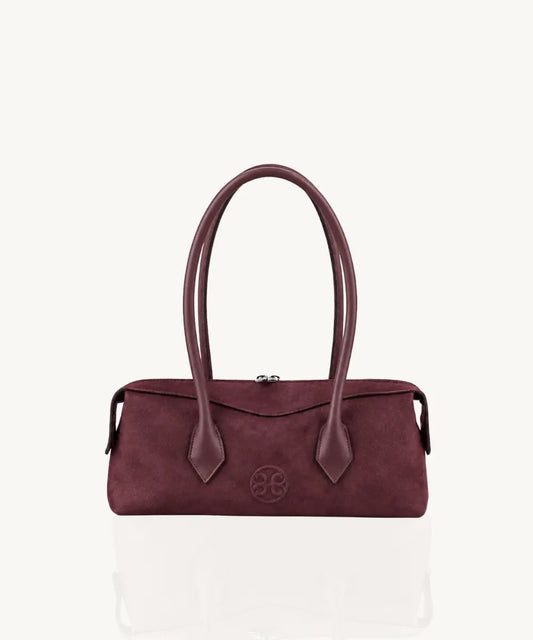 Lydia Leather Bag - Burgundy Suede