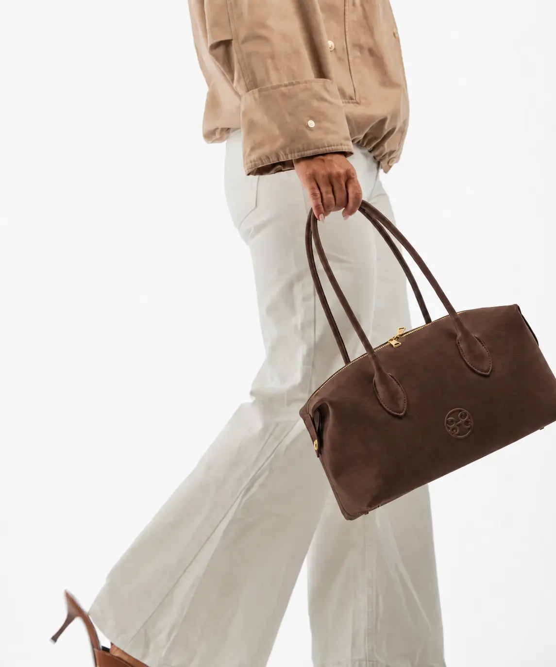 Bowling Leather Bag - Choco Suede