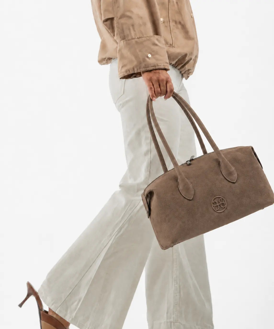 Bowling Leather Bag - Mocca Suede