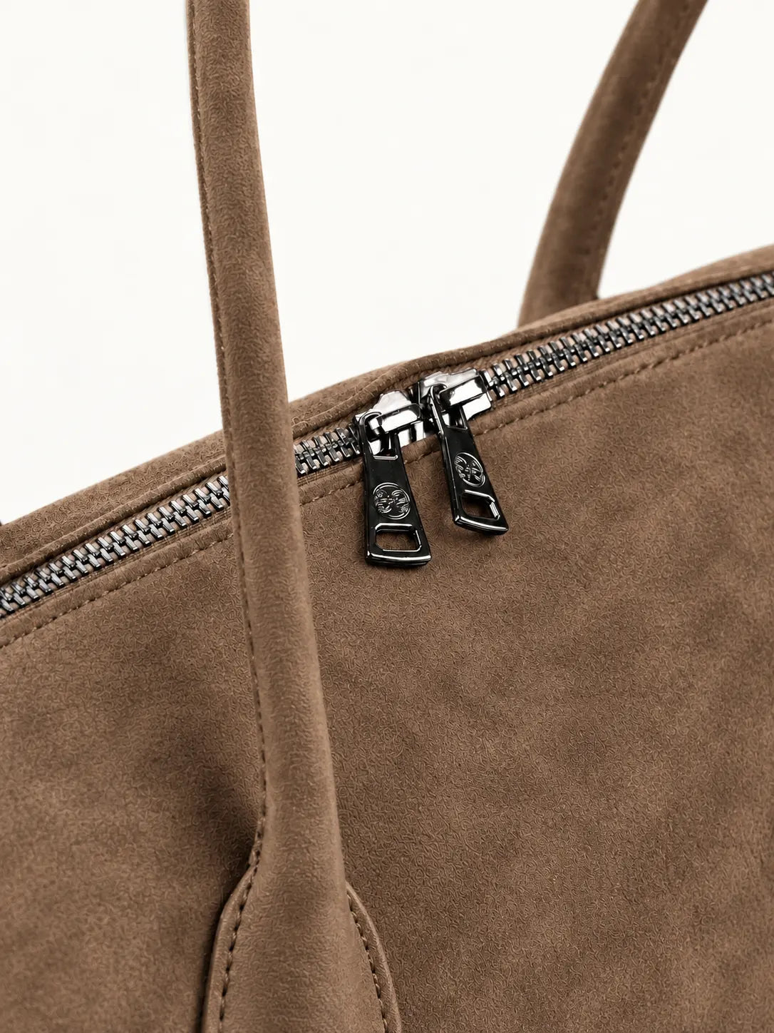 Bowling Leather Bag - Mocca Suede