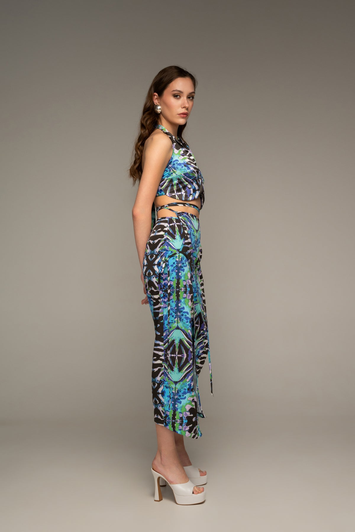 Blue Mirage Self-tie Wrap Skirt