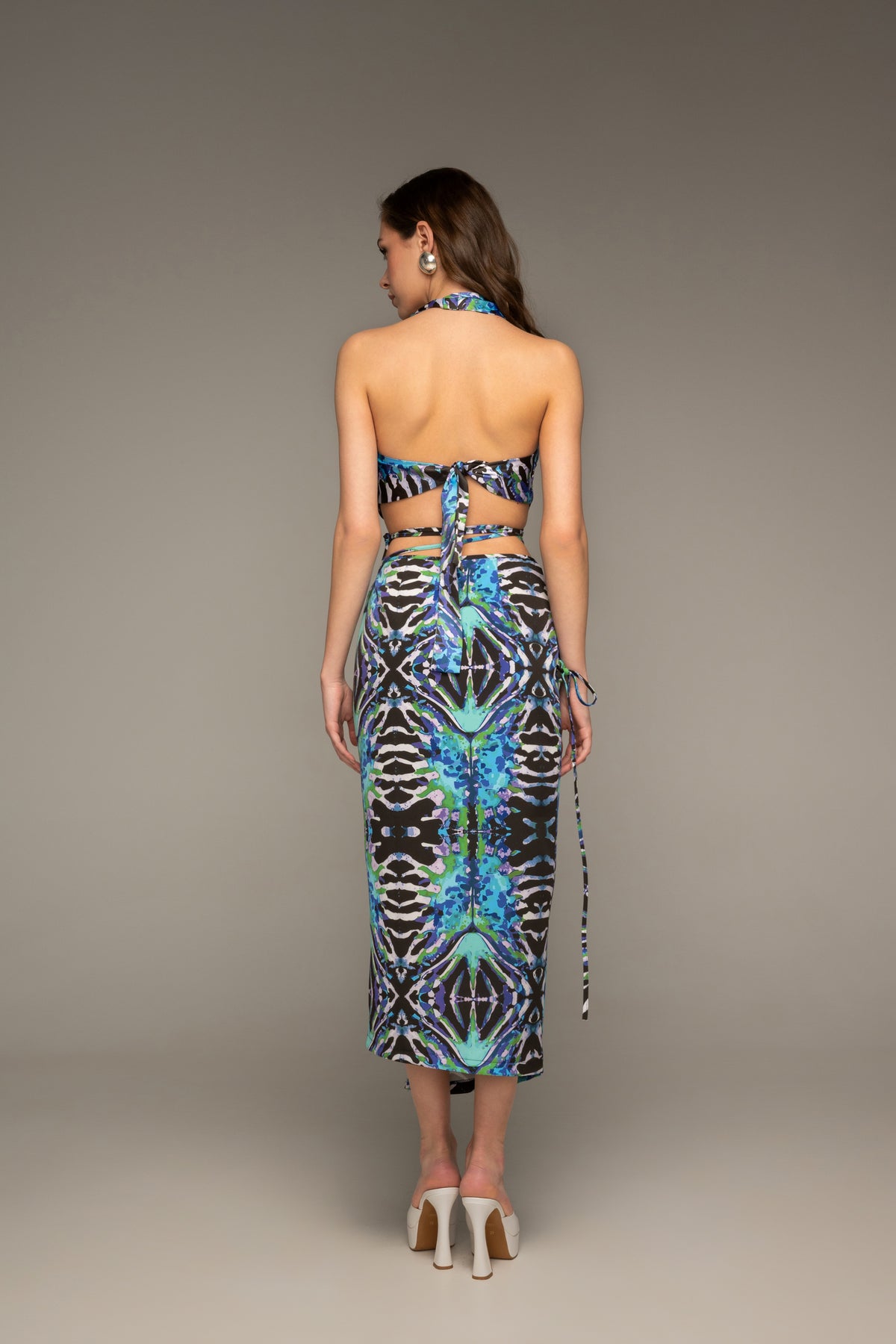 Blue Mirage Self-tie Wrap Skirt