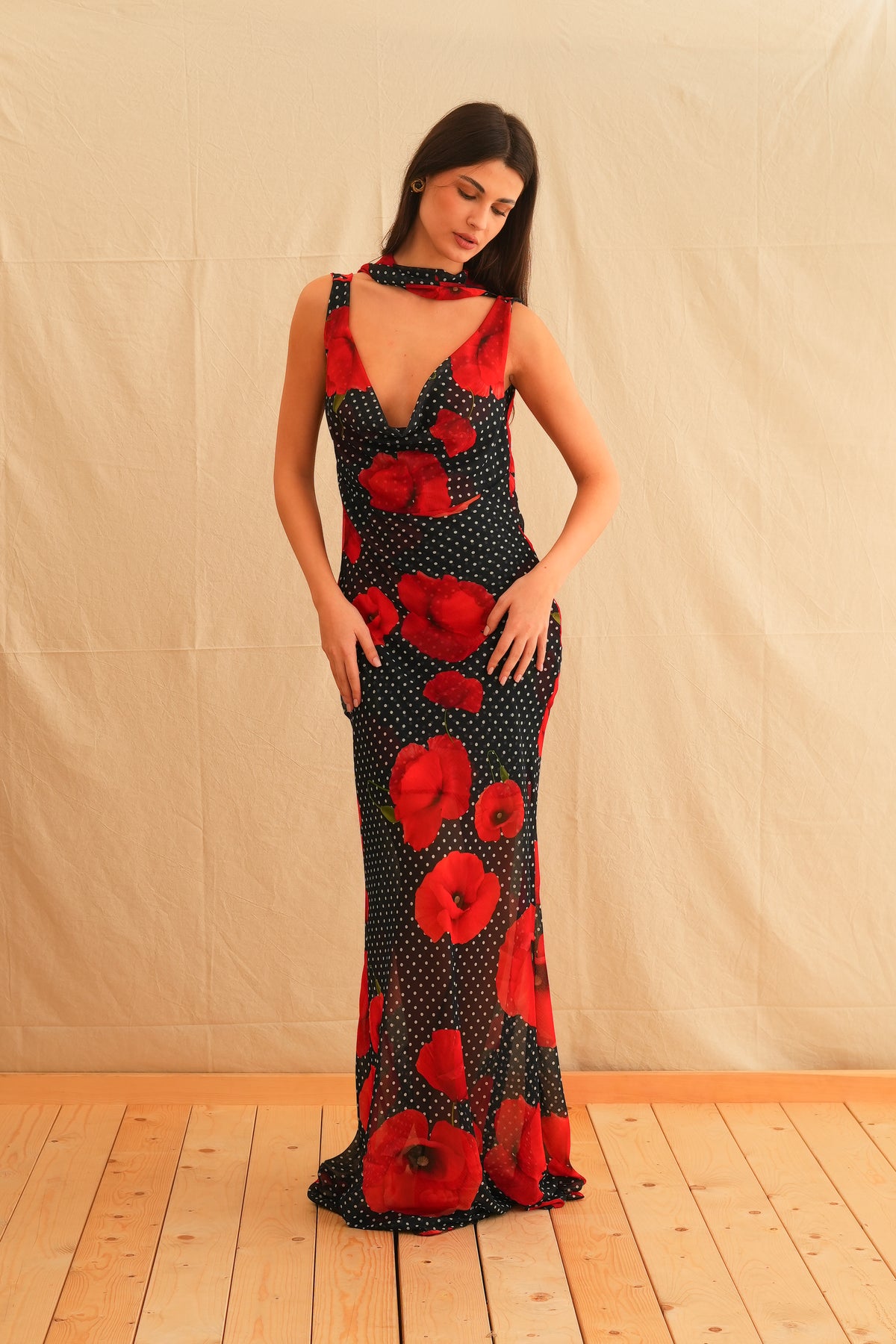Tulip Affair Vintage Draped Maxi Dress