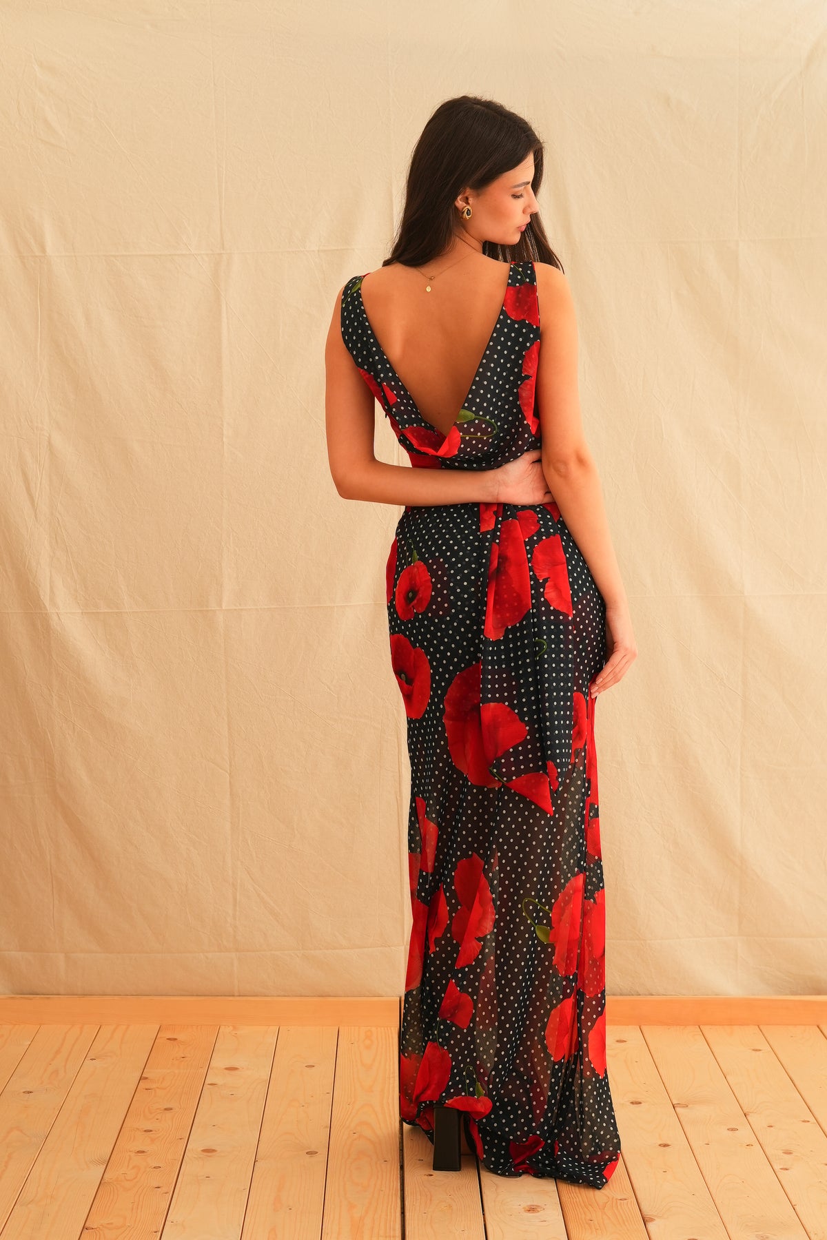 Tulip Affair Vintage Draped Maxi Dress