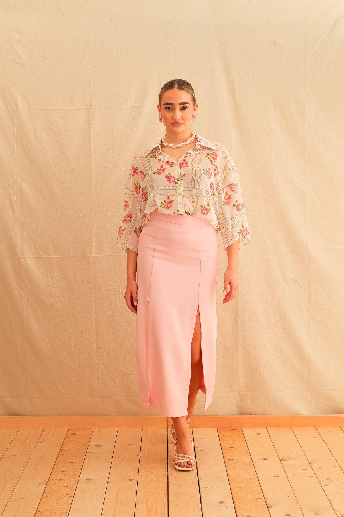 Pink Rose Short Sleeve Shirt