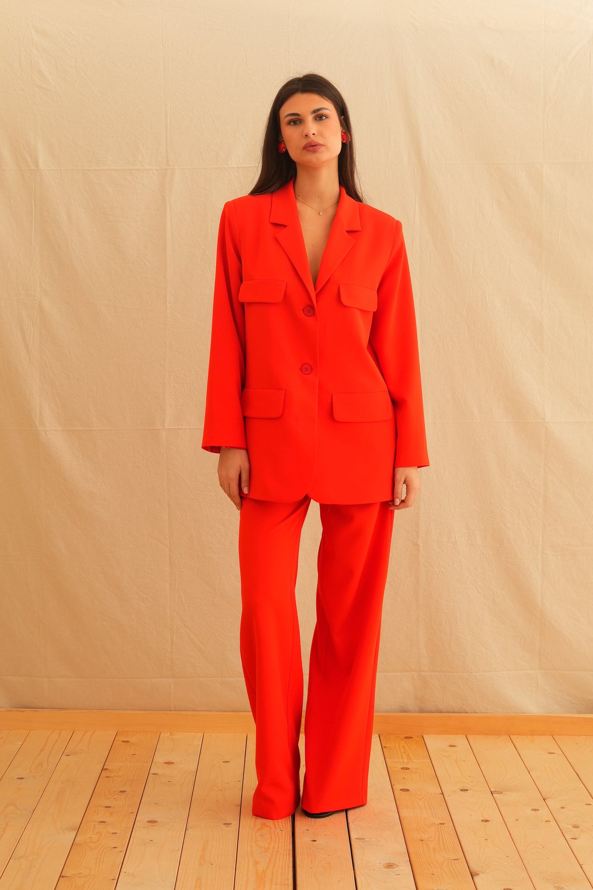 Red Aria Safari Blazer with belt