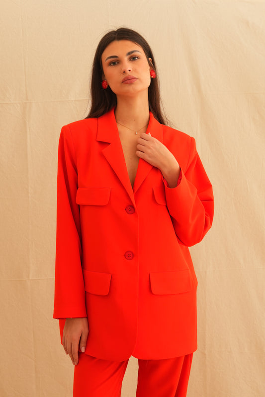Red Aria Safari Blazer with belt