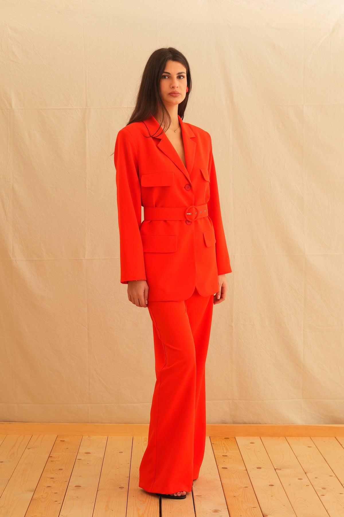 Red Aria Safari Blazer with belt