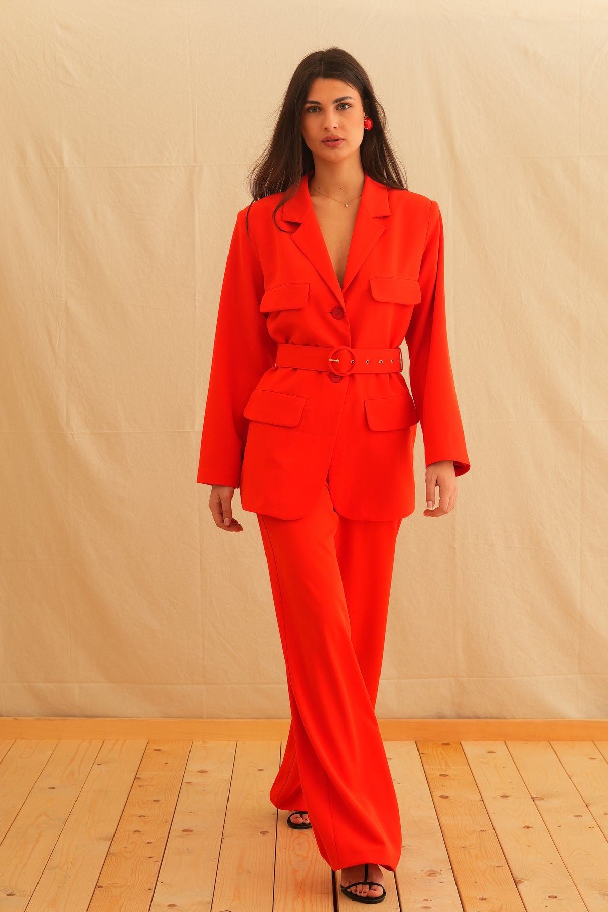 Red Aria Safari Blazer with belt