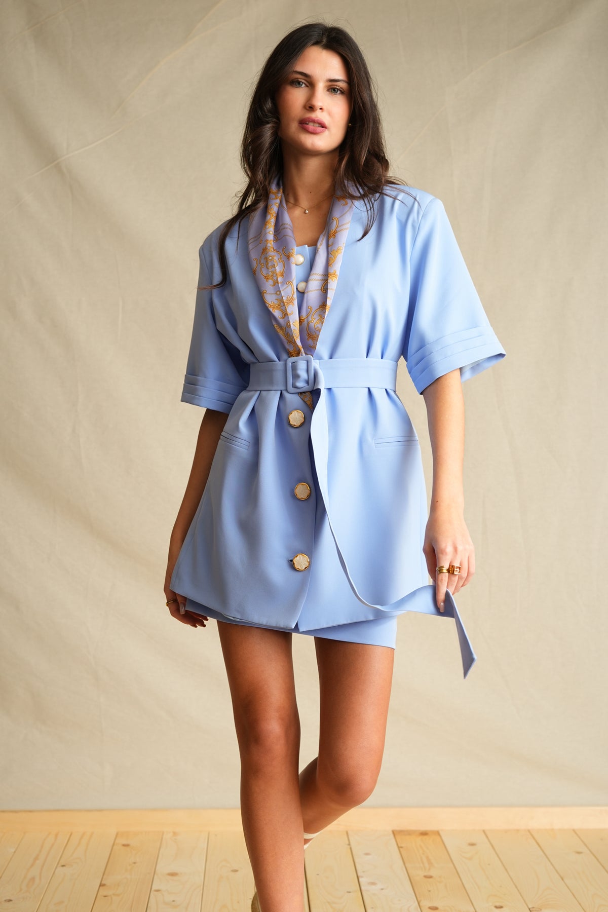 Light Blue Short Sleeve Blazer